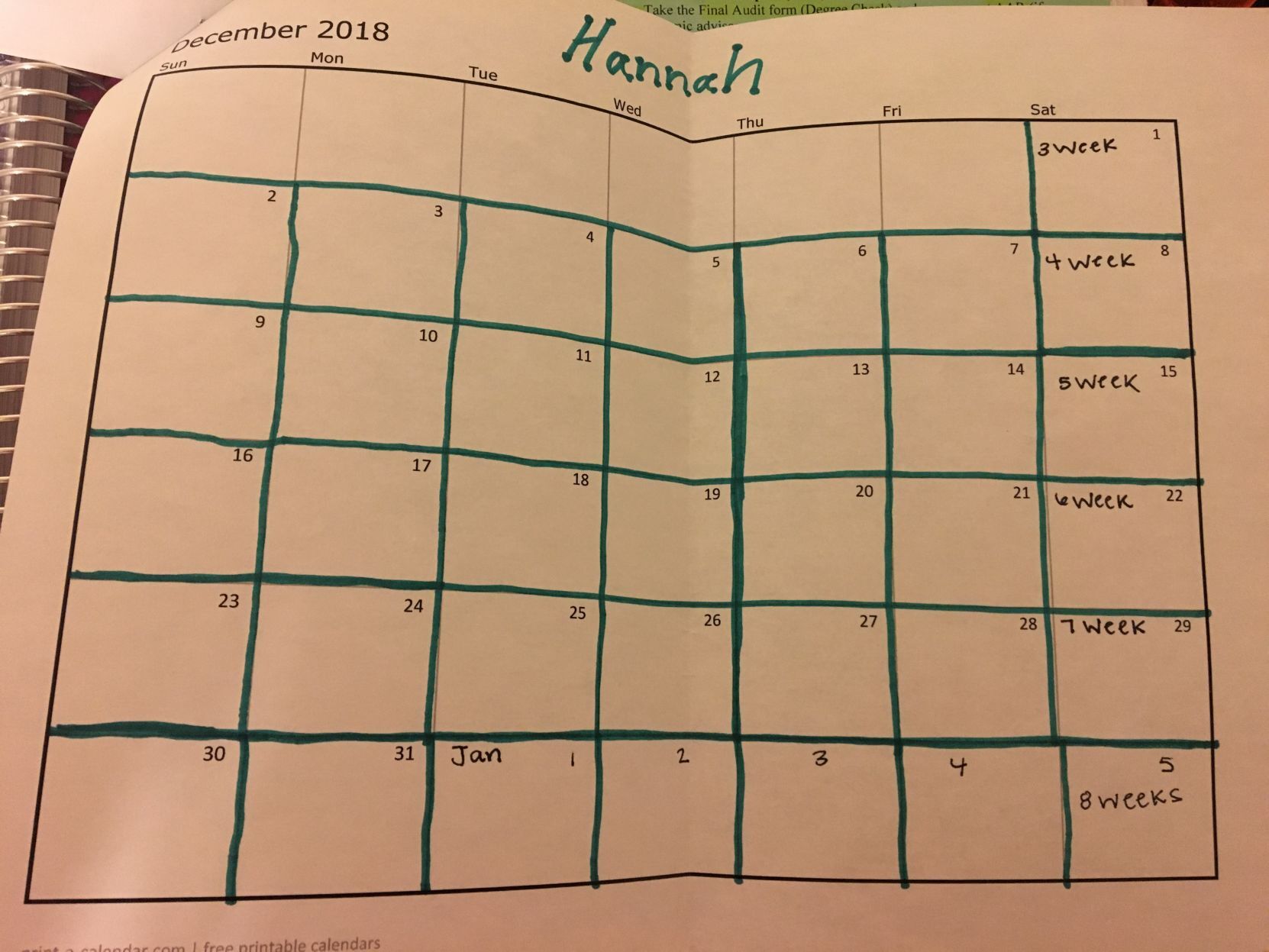 Hannah schedule